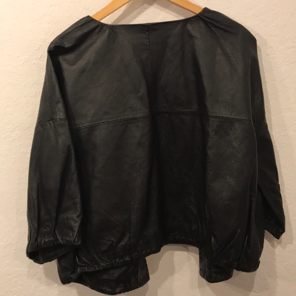 TEX Max Azria leather button down wide neck jacket - Picture 6 of 8